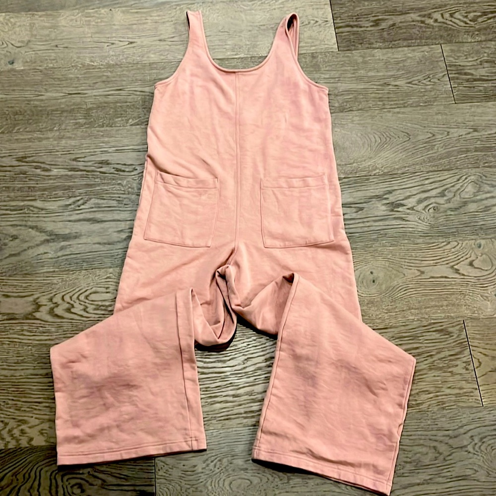 Women's Pink Sleeveless Cotton Jumpsuit with Pockets